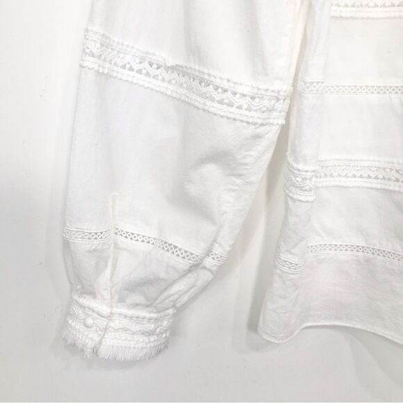 The Impeccable Pig White Crochet Lace Fringe Trim Peasant Blouse - Picture 11 of 14